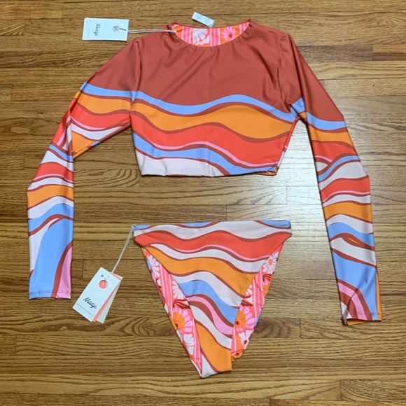 Maaji Other - Maaji swimsuit - long sleeve crop top bikini set with high rise bottoms